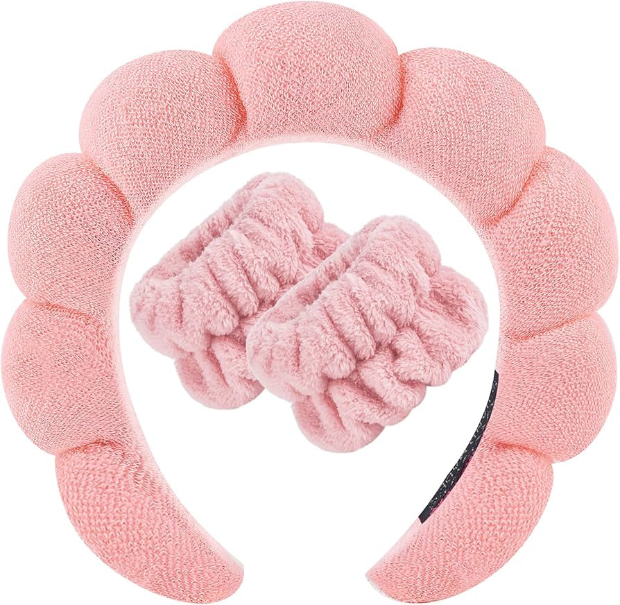 Zkptops Spa Headband for Washing Face Wristband Set Sponge Makeup Skincare Terry Cloth Bubble Sof... | Amazon (US)
