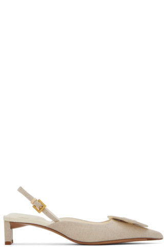 Beige Le Raphia 'Les Chaussures Duelo' Heels | SSENSE