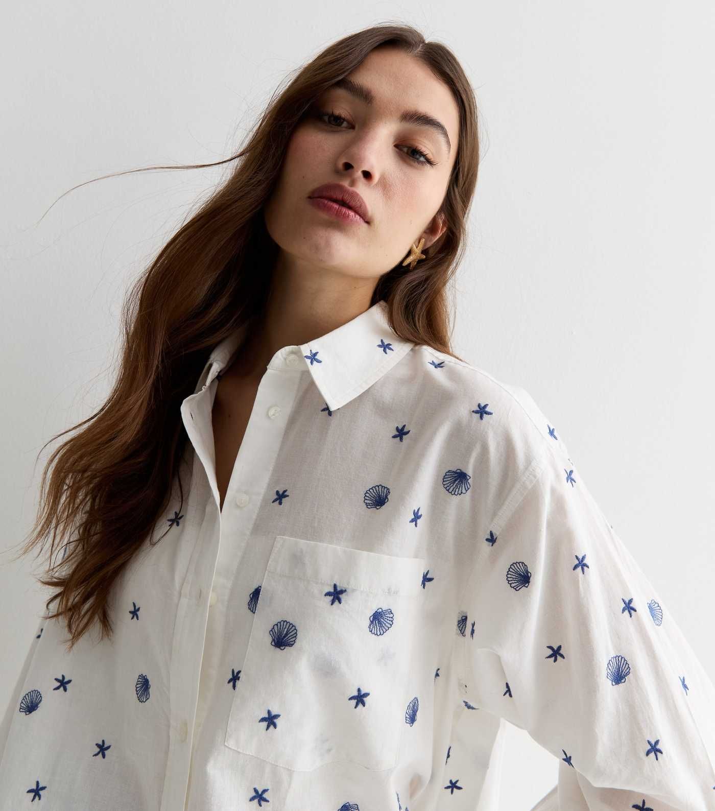 White Embroidered Shell Poplin Longline Shirt | New Look | New Look (UK)