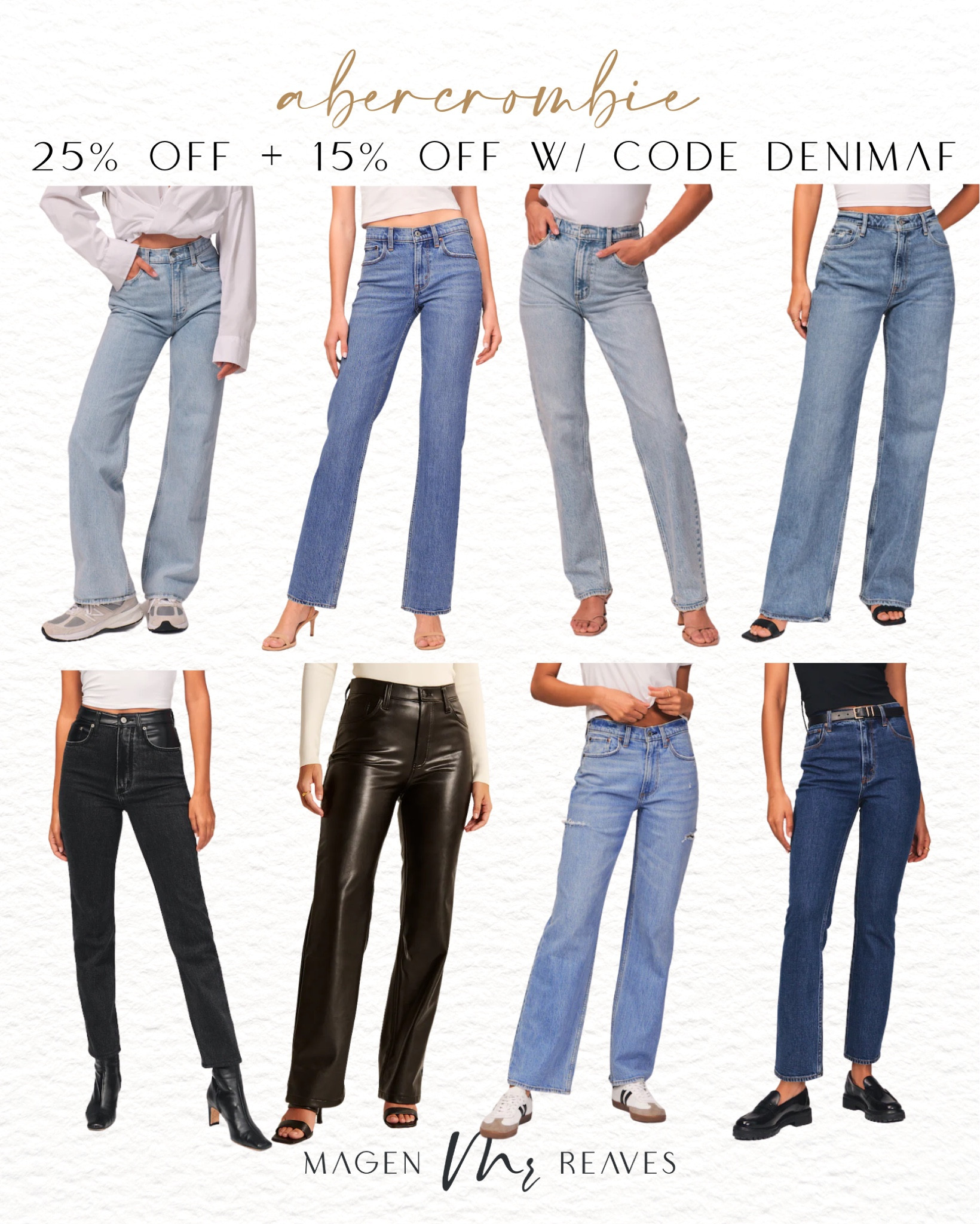Abercrombie denim is 25% off plus an additional 15% off with code DENIMAF 

#LTKsalealert #LTKunder100 #LTKSale