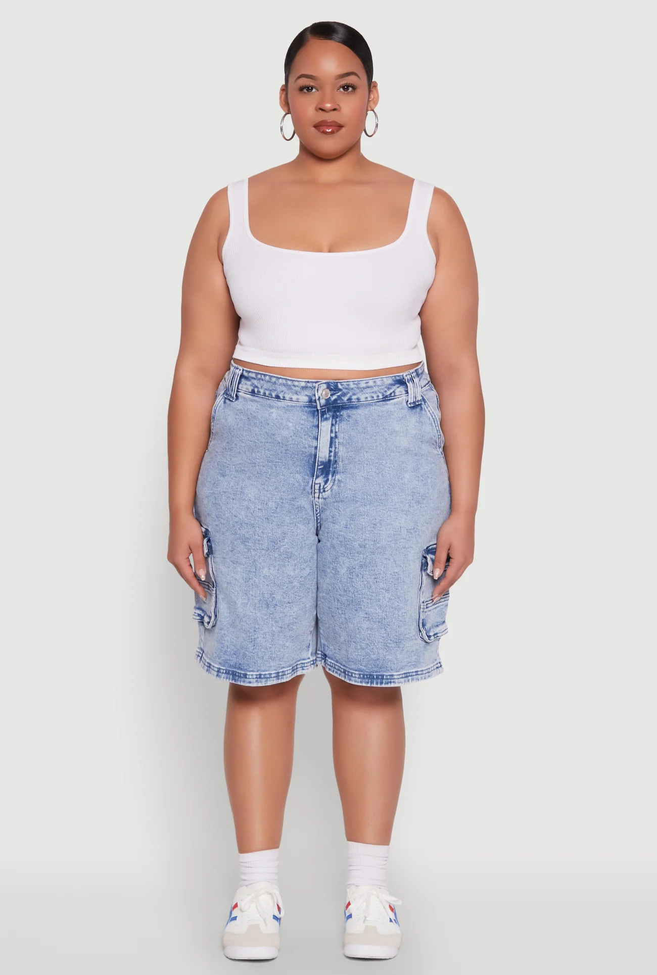Plus Size WAX Mineral Wash Cargo Jorts | Rainbow Shops