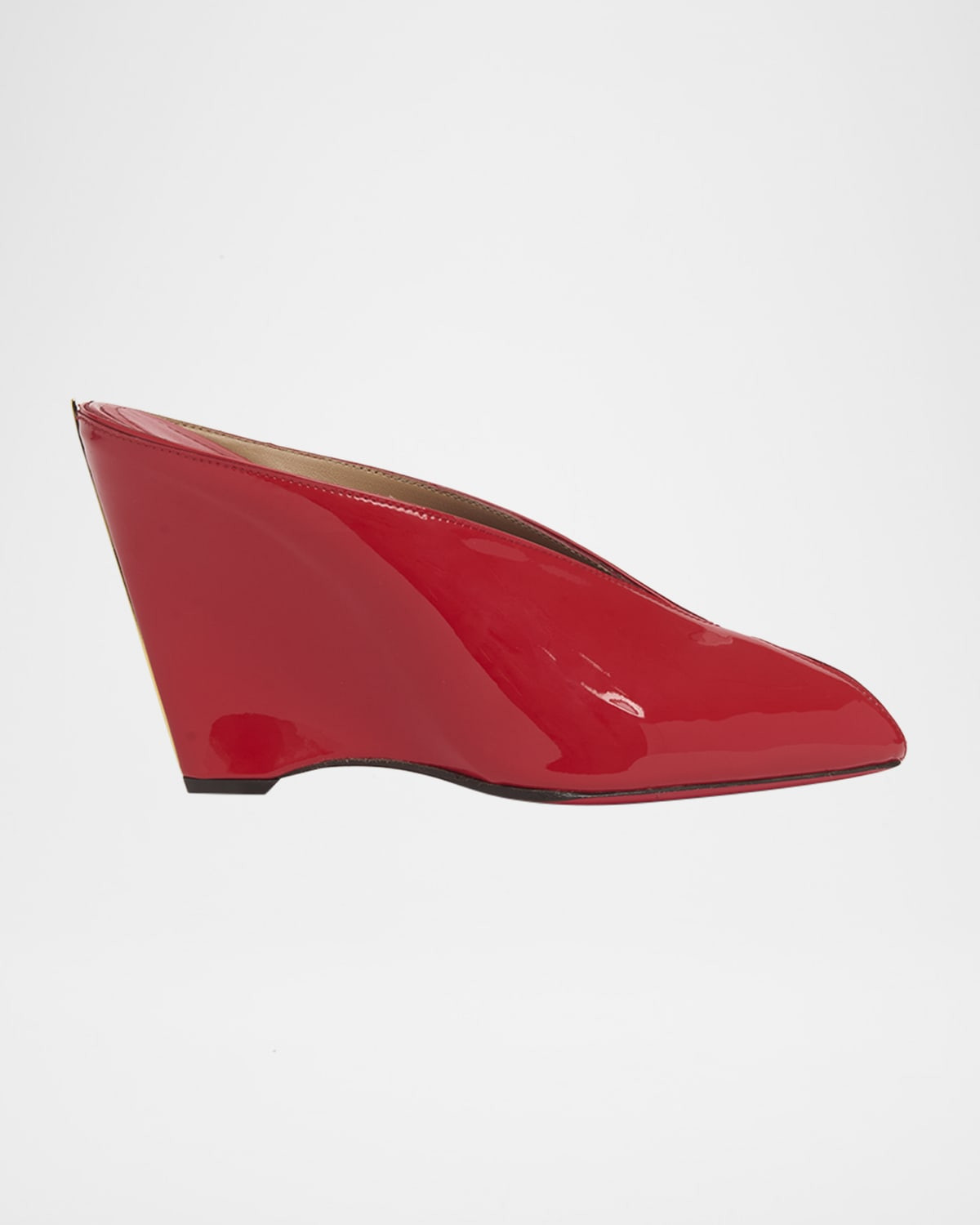 Alicia Patent Leather Peep-Toe Wedge Mules | Neiman Marcus