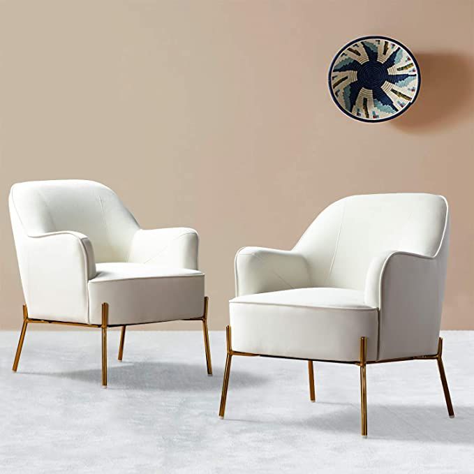 Velvet Accent Chair Upholstered, Velvet Armchair, Mid Century Modern Chair with Gold Metal Legs, ... | Amazon (US)