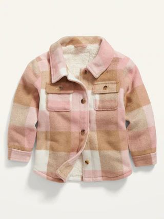 Soft-Brushed Sherpa-Lined Plaid Shirt Jacket for Toddler Girls | Old Navy (US)