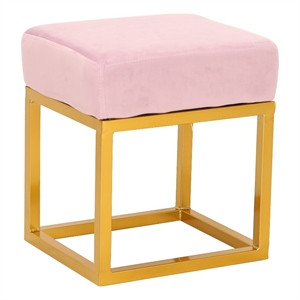 Brant House Dinah 15.75" Traditional Fabric Ottoman in Purple/Gold | Cymax