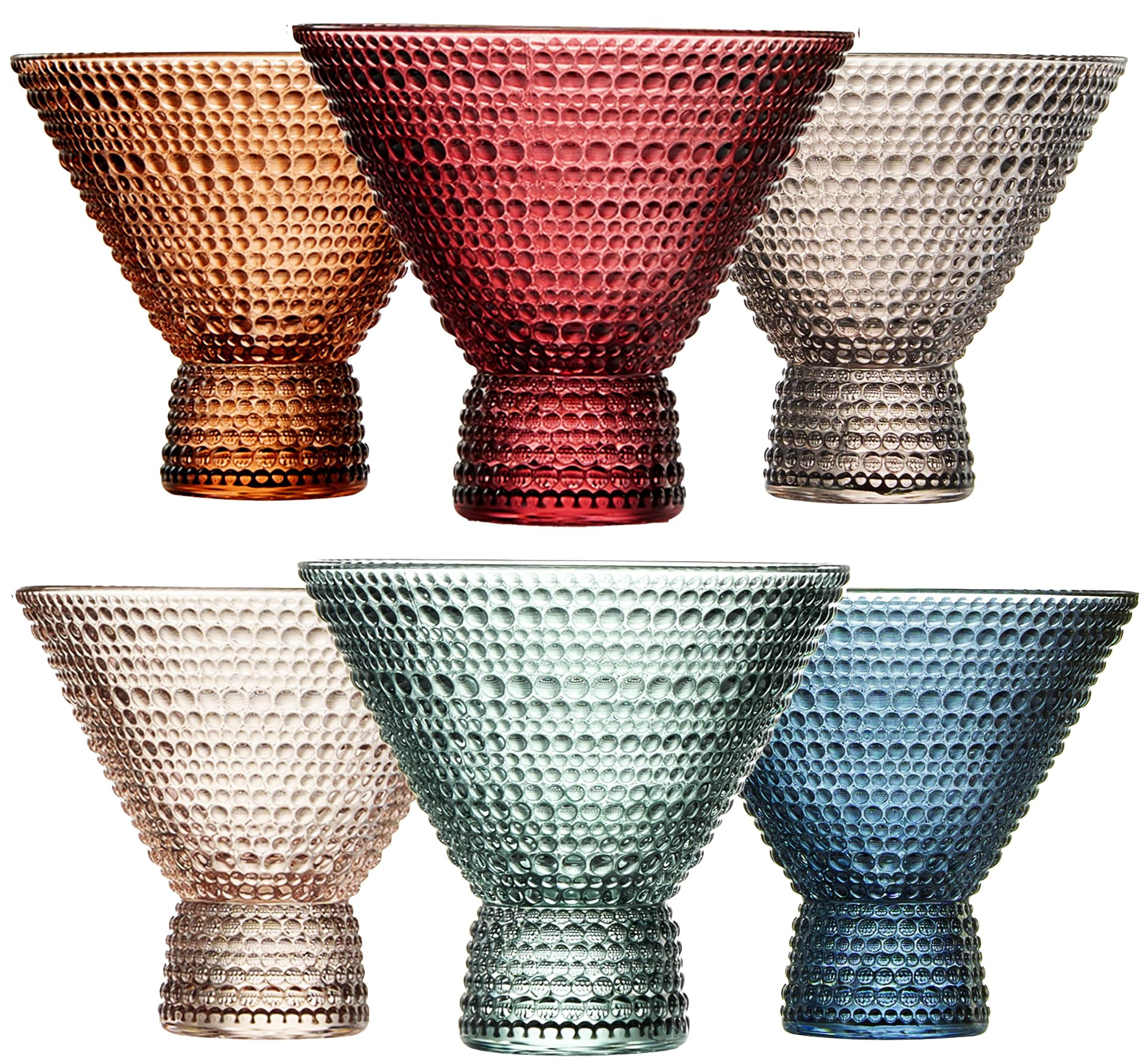Khen Stemless Martini Colored Vintage Art Deco Glasses - Martini, Cocktail & Champagne Glasses | ... | Amazon (US)