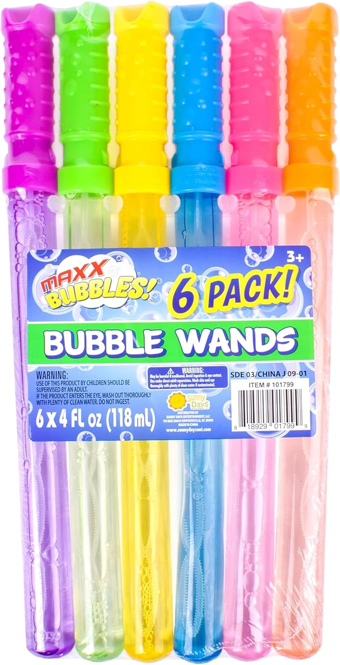 Sunny Days Entertainment Maxx Bubbles 4oz Bubble Wands – 6 Pack Bubble Wand Toy | Summer Fun, O... | Amazon (US)