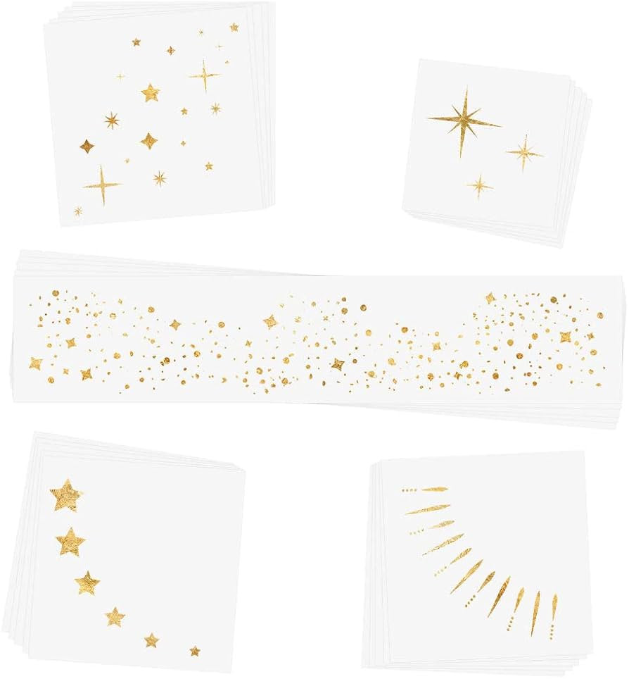 TWINKLING LIGHTS VARIETY SET of 25 assorted premium waterproof metallic gold jewelry temporary fo... | Amazon (US)