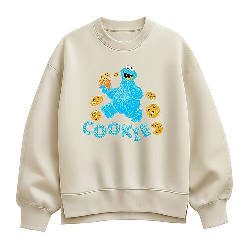 Cookie Monster Womens Crew Neck Long Sleeve Sesame Street Sweatshirt, X-large, Beige | JCPenney