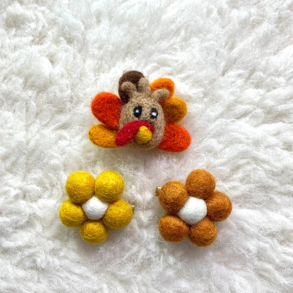Hair Clip | Felt Hair Clip | Girl Hair Clip | Flower Hair Clip | Turkey Hair Clip | Fall Hair Cli... | Etsy (US)