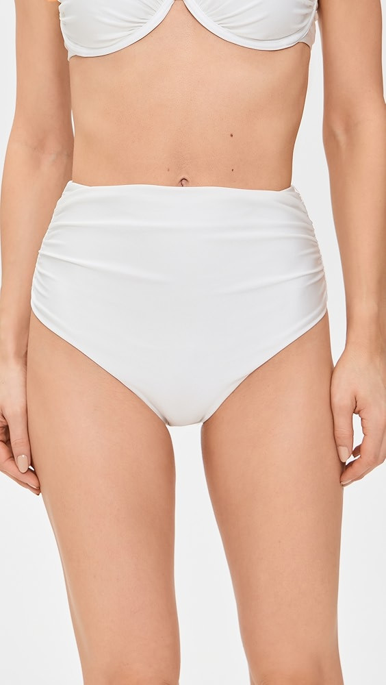 SIMKHAI Teya High Waisted Ruched Bikini Bottoms | Shopbop | Shopbop