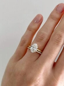 1PC Delicate Elegant And Luxurious 925 Sterling Silver 4 Claw Oval Women'S Ring Ladies Jewelry Gi... | SHEIN