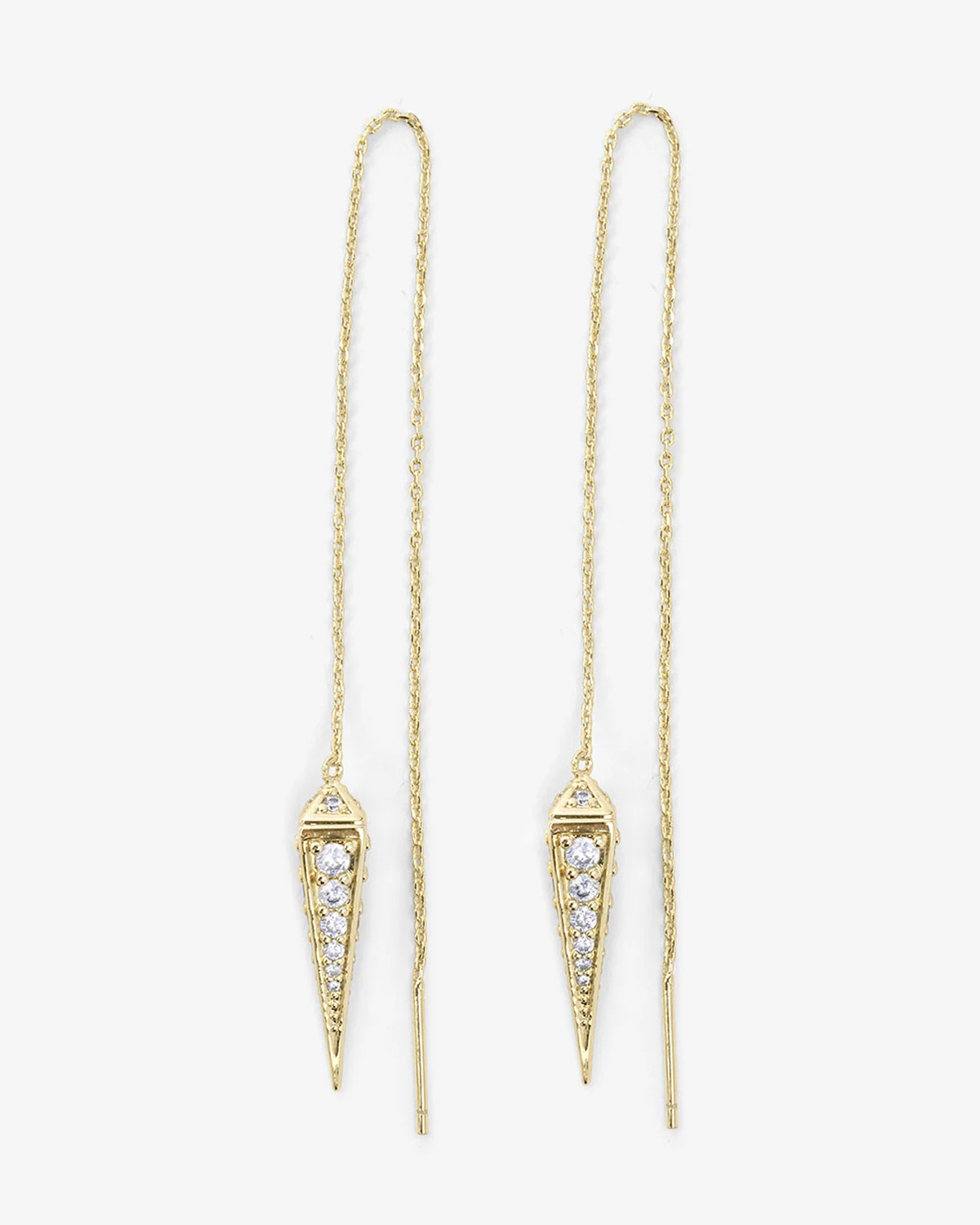 Gabriella Pavè Threader Earrings - Gold|White Diamondettes | Melinda Maria