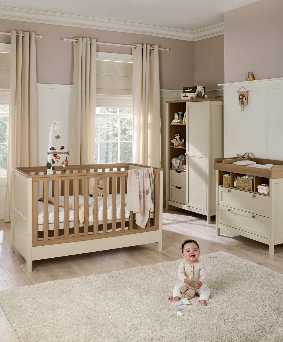 Harwell 3 Piece Cotbed Range with Dresser Changer & Wardrobe - Cashmere | Mamas & Papas