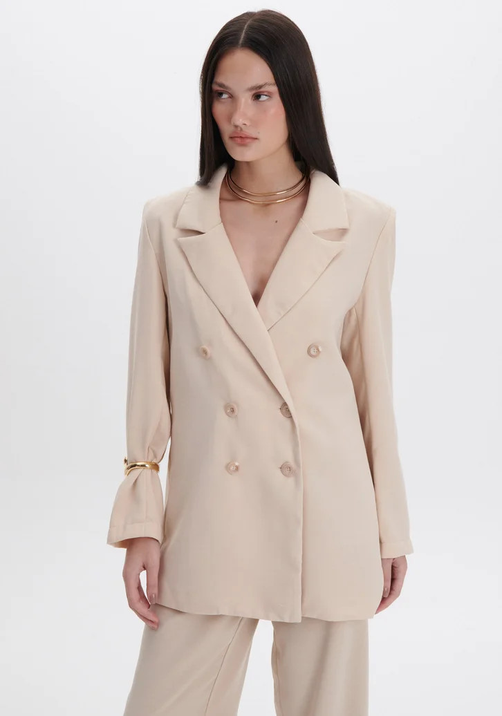 Blazer Marrom My Favorite Things Alongado com Botões | ZZ Mall (BR)