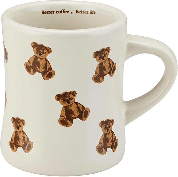 Ceraozmus Cute Cartoon Bear Mug，350ml/12oz Ceramic Coffee Mug for Home, Office， Fun Novelty D... | Amazon (US)