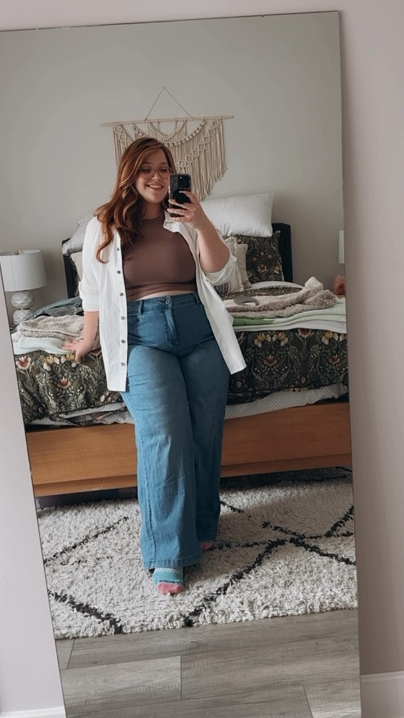 Plus size spring outfit idea featuring a few pieces gifted from Universal Standard! I’m wearing a size 18 in jeans and M in the button down. Tank is Target size XL!

I’m 5’1 and my hips are about 53"

#LTKplussize #LTKmidsize #LTKxTarget