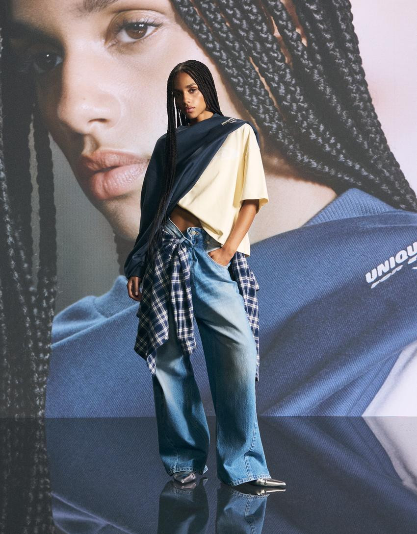 Boxy-Hemd mit Karos und Stickerei, Out of Core - Hemden und Blusen - Damen | Bershka DE