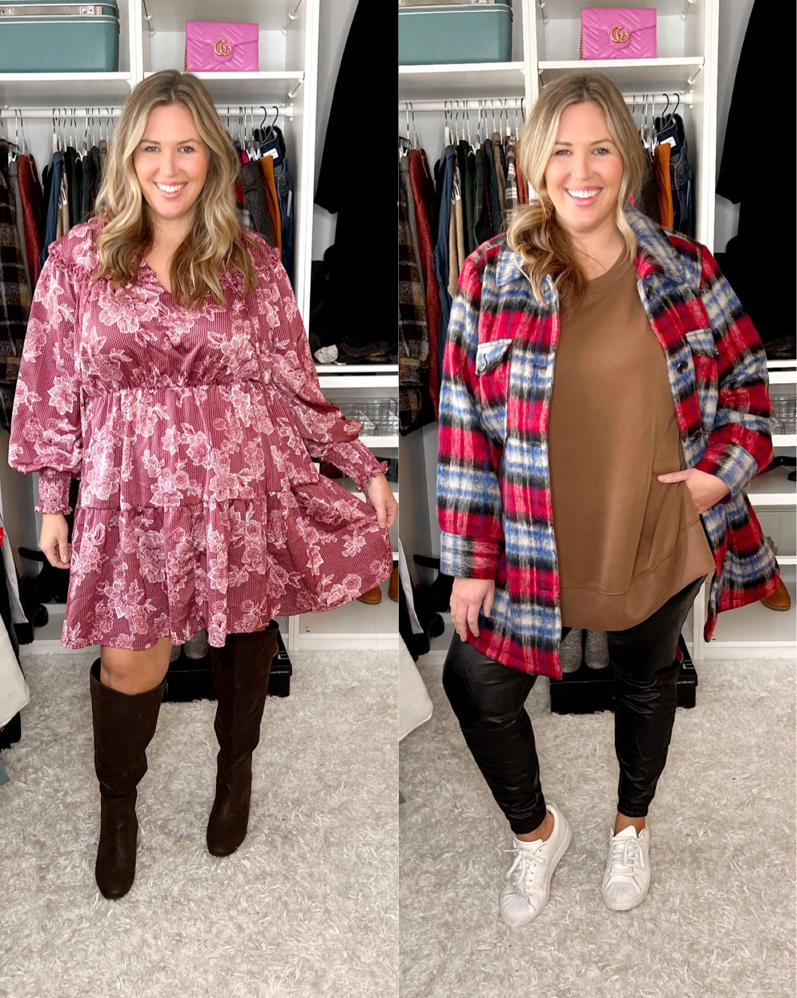 Plus size 2 outfits, daytime work meetings to afternoon running errands and chasing kids! Love this dress and it runs true I’m a size 18.. the wide calf boots are amazing and so chic. This lane Bryant shacket I am kind of dying over y’all… it’s basically a coat and I LOVE it. I have it in a 2x and it runs true to size, the sweatshirt from Arula is amazing and long which I love, wearing size B. Joggers run true and I’m in the 2x! Use Spanx code ASHLEYDXSPANX !

#LTKHoliday #LTKcurves #LTKsalealert
