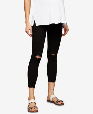Articles of Society Maternity Distressed Black Wash Skinny Jeans | Macys (US)