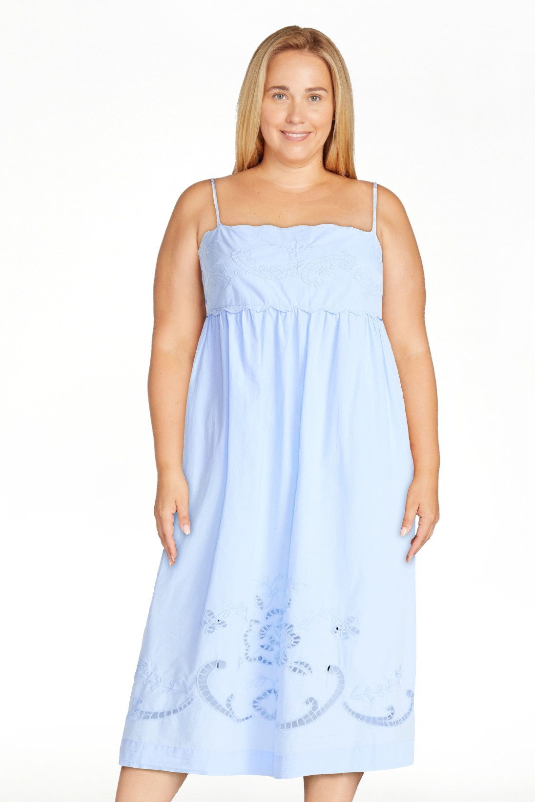 Free Assembly Women\u2019s Embroidered Cotton Midi Dress, Sizes XS-XXL | Walmart (US)
