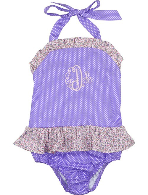 Lavender Dot And Liberty Swimsuit | Cecil and Lou