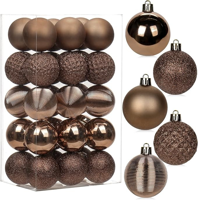 30PCS 1.97" Christmas Ball Ornaments Shatterproof Brown Christmas Tree Decorations Xmas Tree Ball... | Amazon (US)