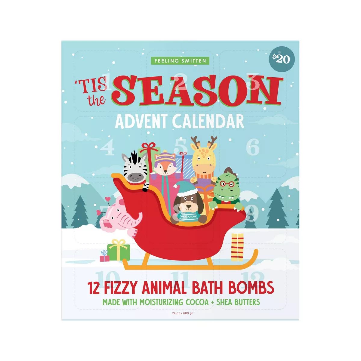 Feeling Smitten Joon x Moon Animal Advent Calendar Bath and Body Gift Set - 24oz/12pc | Target