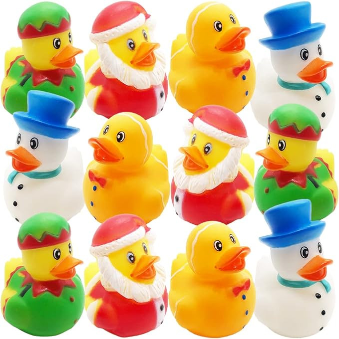 ArtCreativity Christmas Rubber Duckies for Kids, Pack of 12, Xmas Themed Duck Bathtub Pool Toys, ... | Amazon (US)