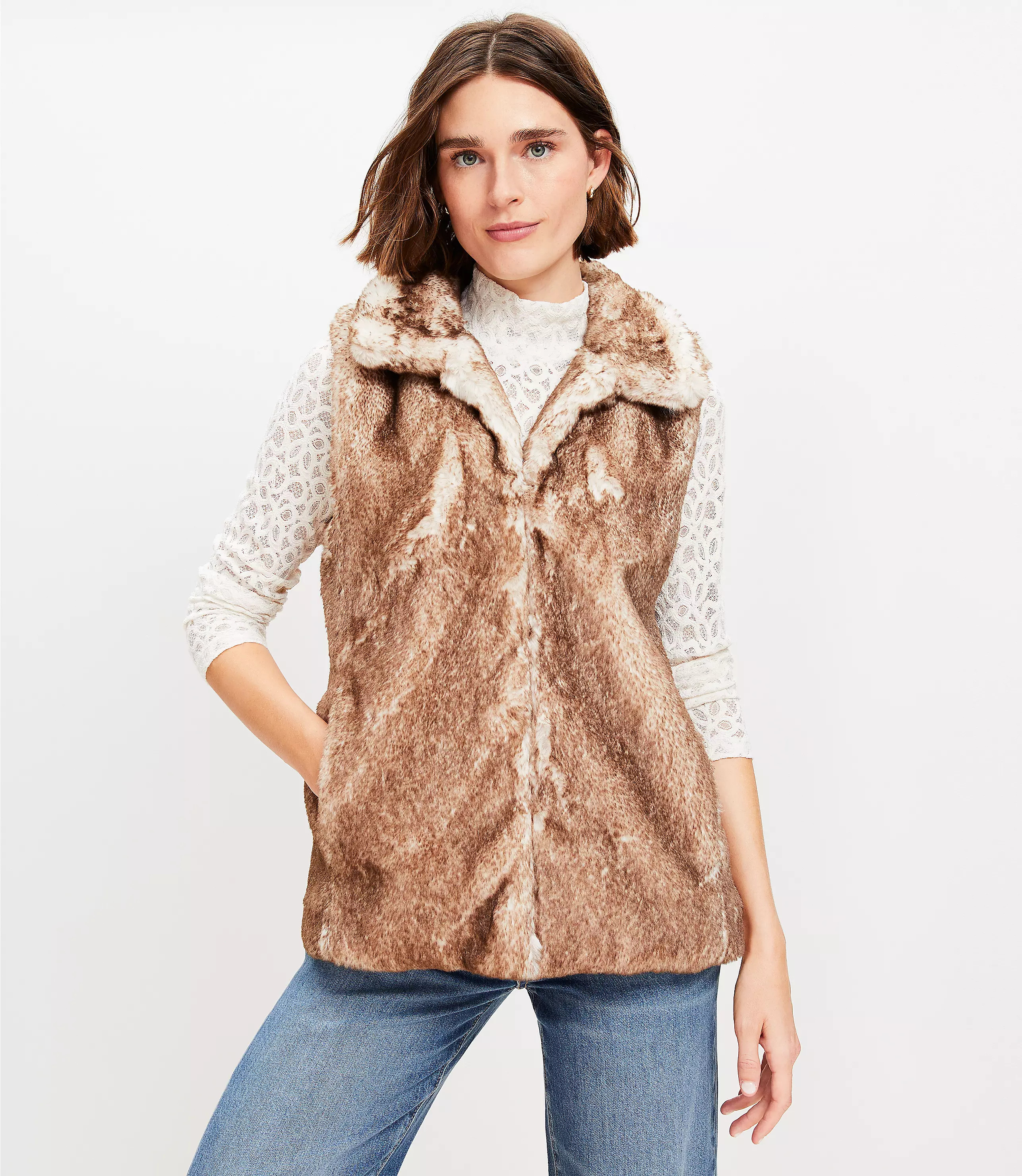 Petite Modern Faux Fur Vest | LOFT