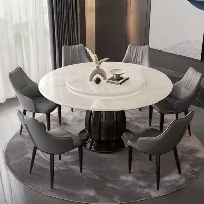 Simple modern marble round dining table set | Wayfair North America