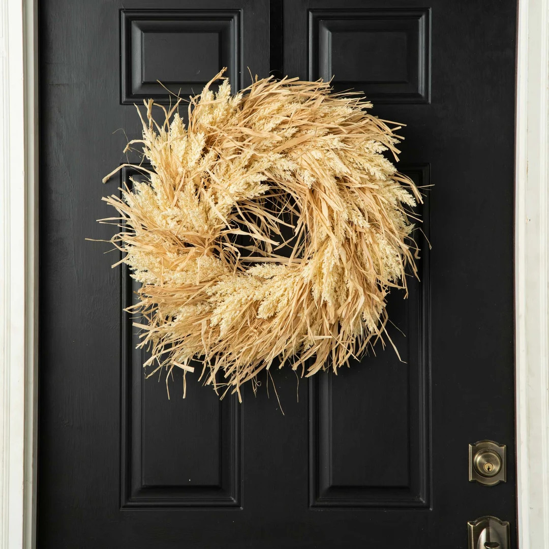 Dried-look Autumn Grass Raffia & Fall Berry Front Door Wreath - Etsy | Etsy (US)
