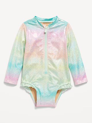 Printed Ruffle-Trim Rashguard One-Piece Swimsuit for Baby | Old Navy (US)