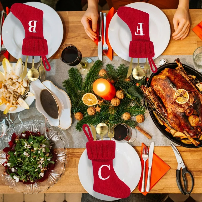 Moocorvic Large Christmas Stockings Personalized Initials Knitted Christmas Stockings with Letter... | Walmart (US)