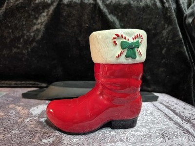 Vintage Santa Boot Candy Cane Holder or Planter Classic Christmas Decor 6” | eBay US