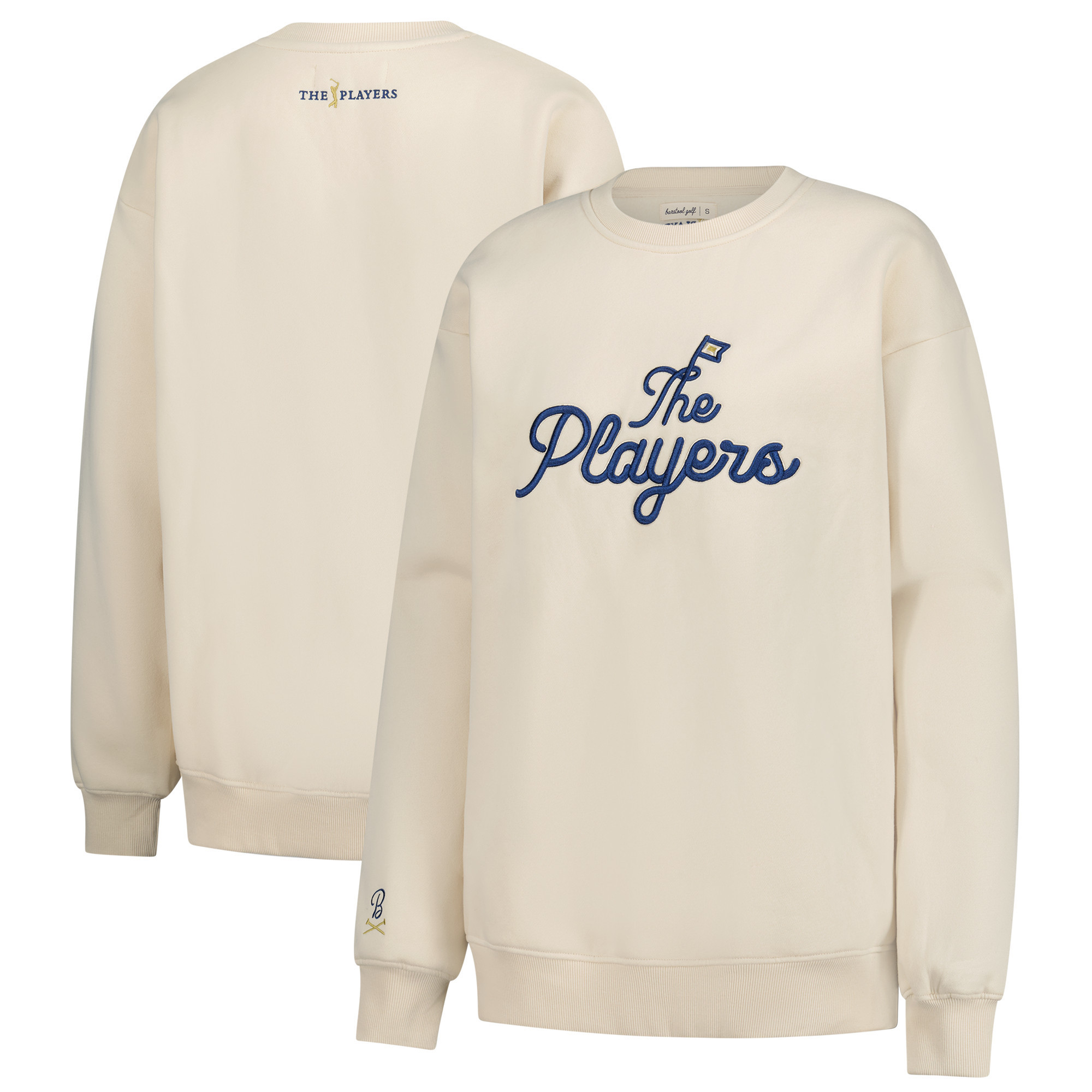 Women's Barstool Golf Tan THE PLAYERS Goldman Oversized Crewneck Pullover Sweatshirt | Fanatics
