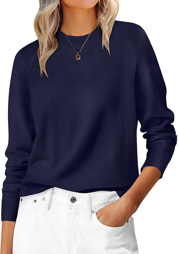 ANRABESS Sweaters for Women 2025 Long Sleeve Crewneck Loose Fit Lightweight Knit Basic Fall Sweat... | Amazon (US)