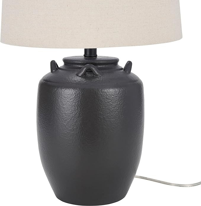 Nourison 24" Black Farmhouse Ceramic Pottery Jug Table Lamp | Amazon (US)