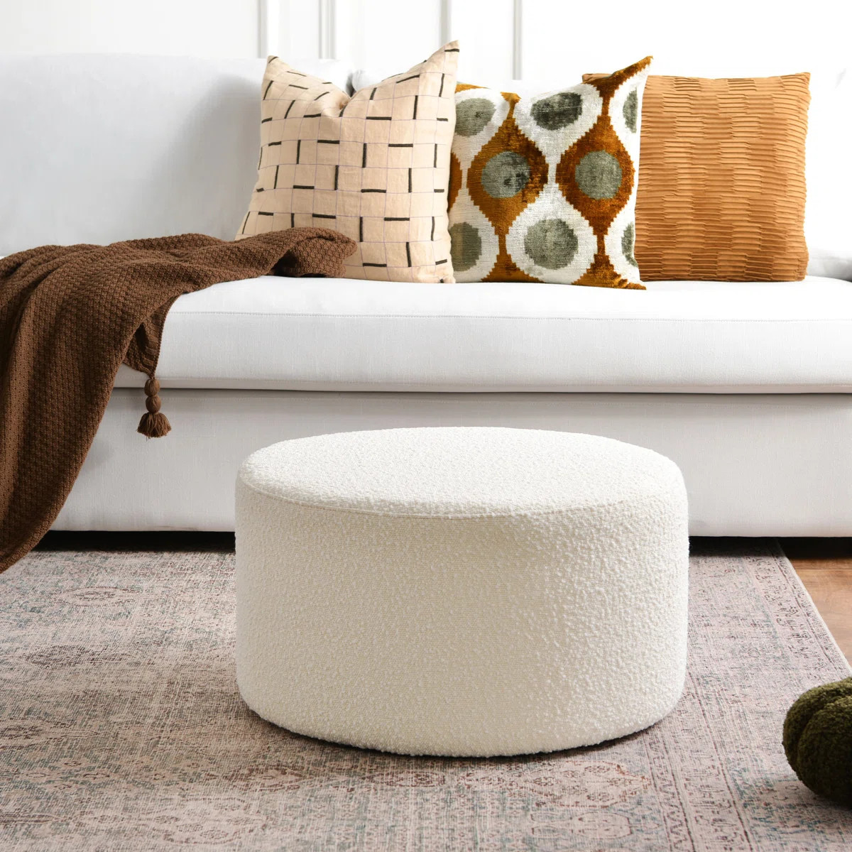 Brichelle 24'' Wide Modern Round Upholstered Ottoman | Wayfair North America