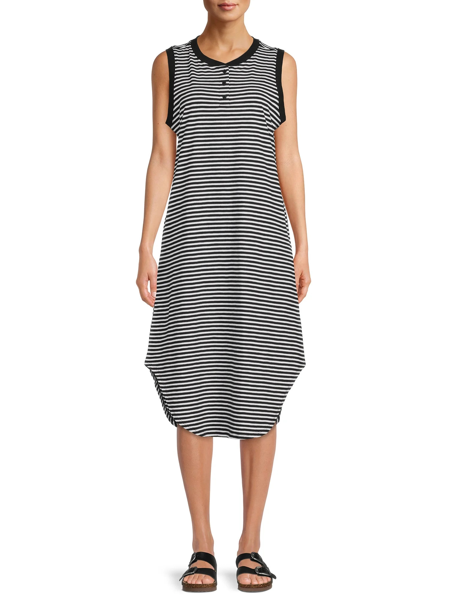 Time and Tru Women's Sleeveless Henley Midi Dress | Walmart (US)