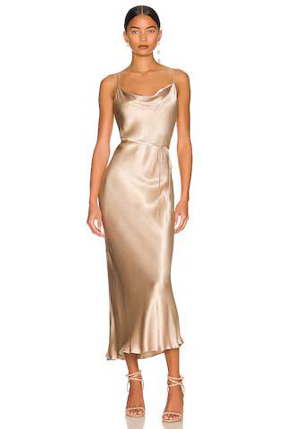 Shona Joy La Lune Bias Cowl Midi Dress in Gold from Revolve.com | Revolve Clothing (Global)