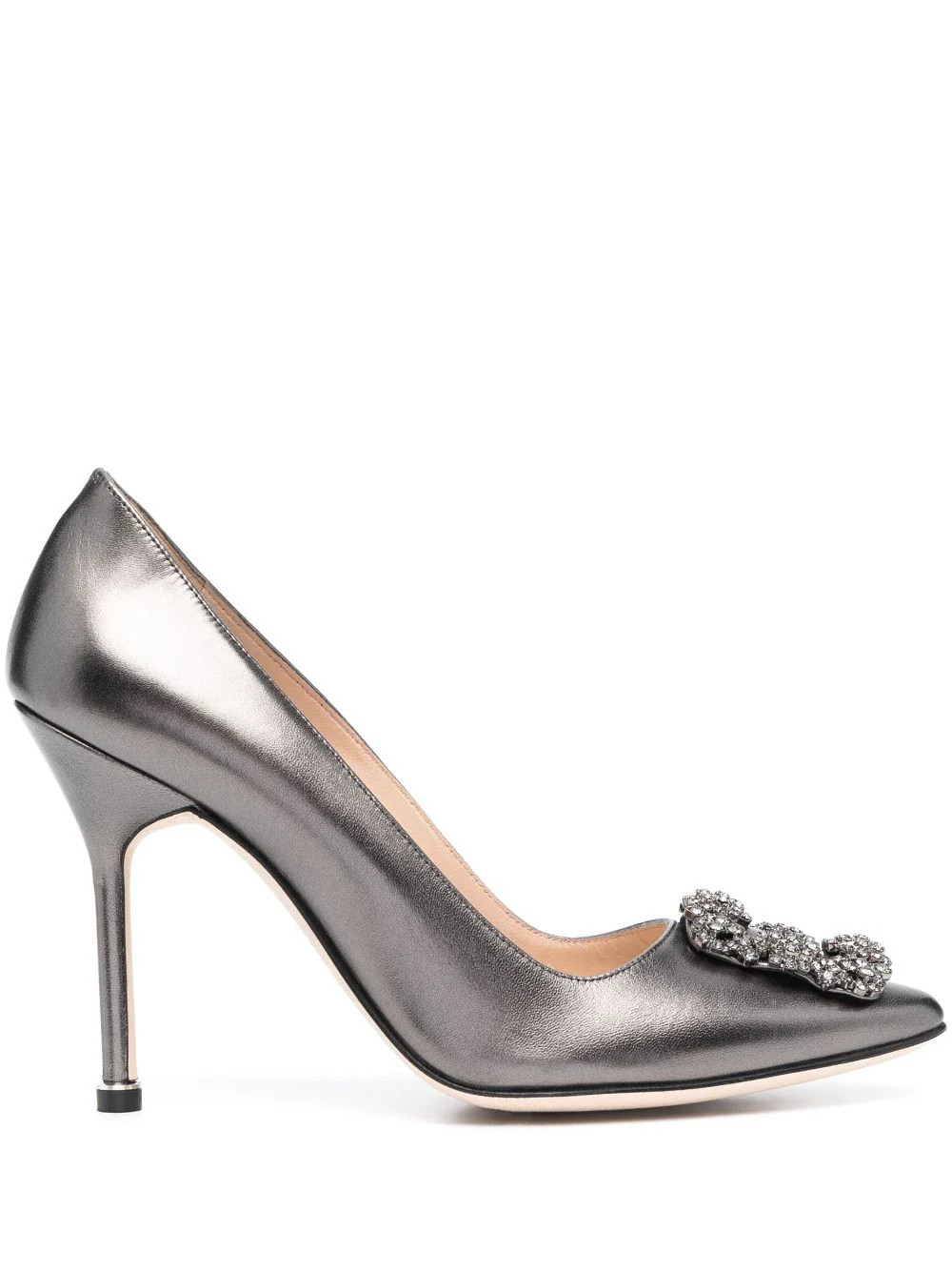 Manolo Blahnik Hangisi 105mm leather pumps - Grey | Farfetch Global