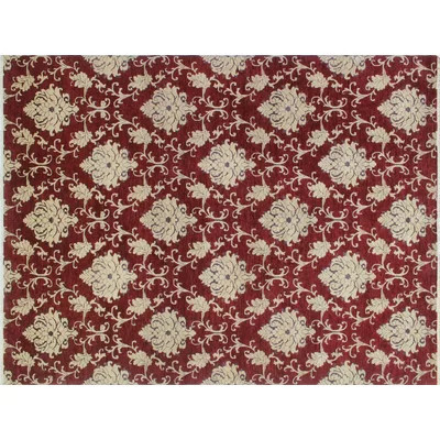 One-of-a-Kind Acree Hand-Knotted Red 10'4" x 14'1" Wool Area Rug | Wayfair North America
