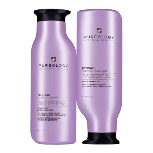 Pureology Hydrate Shampoo & Conditioner Set - For Dry or Color-Treated Hair, Intense Hydration & Softness, With Rose Extract & Green Tea, Vegan & Sulfate-Free, 9 Fl Oz | Amazon (US)