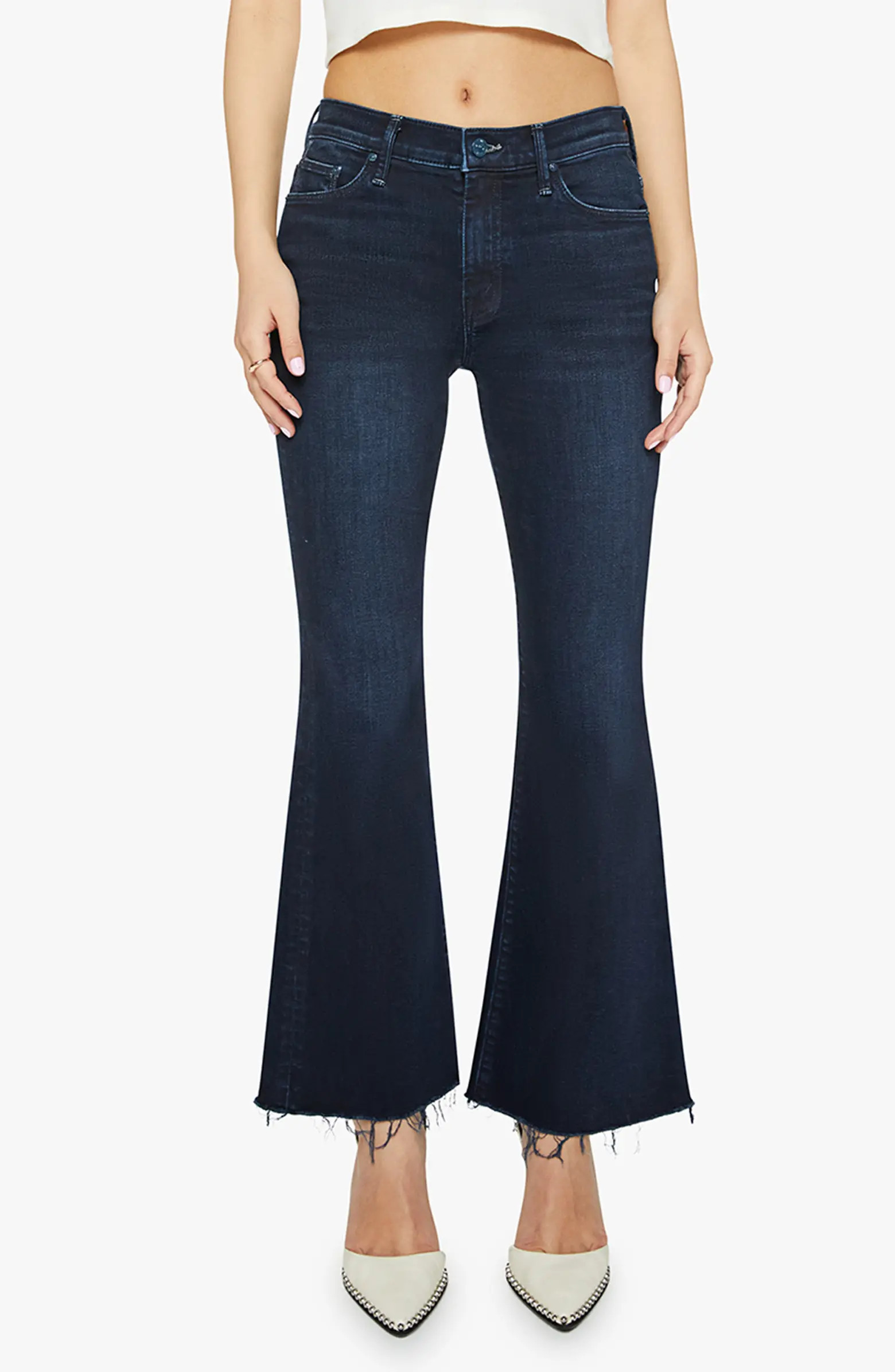 MOTHER Lil' High Waist Raw Hem Wide Leg Jeans | Nordstrom | Nordstrom