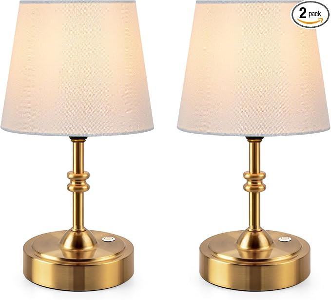 ONEWISH 2 Pack Small Cordless Lamps, Battery Operated Table lamp Dimmable, 4000mAh Rechargeable, ... | Amazon (US)