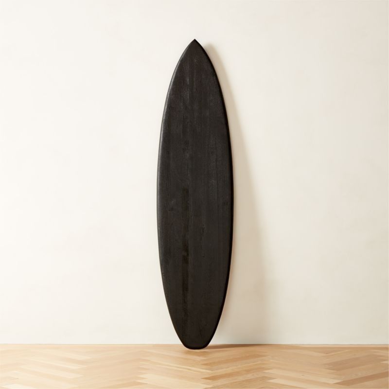 Salema Decorative Black Modern Surfboard, Game Room Decor, Cb2 Game Room, Surfboard Decor | CB2