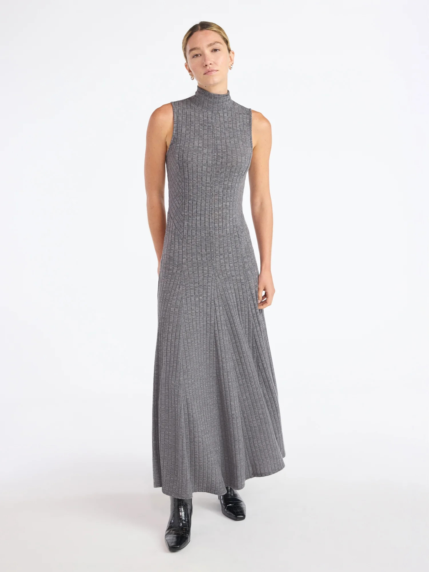 Scoop Women's and Women's Plus Rib Knit Seamed Maxi Dress, Sizes XS-4X | Walmart (US)