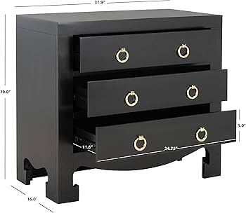 Safavieh Home Dion Black and Gold 3-drawer Chest | Amazon (US)
