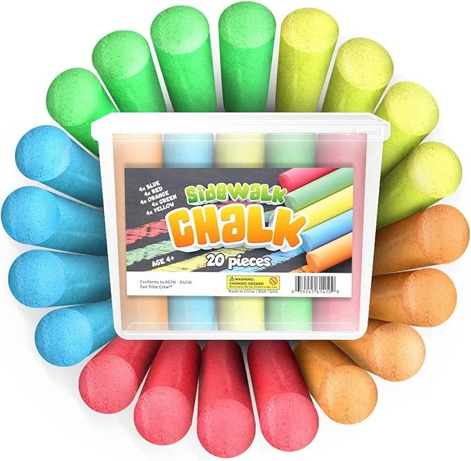 Sidewalk Chalk For Kids Bucket of 20 Pieces Great Easter Basket Stuffers Street Chalk For Kids | ... | Amazon (US)